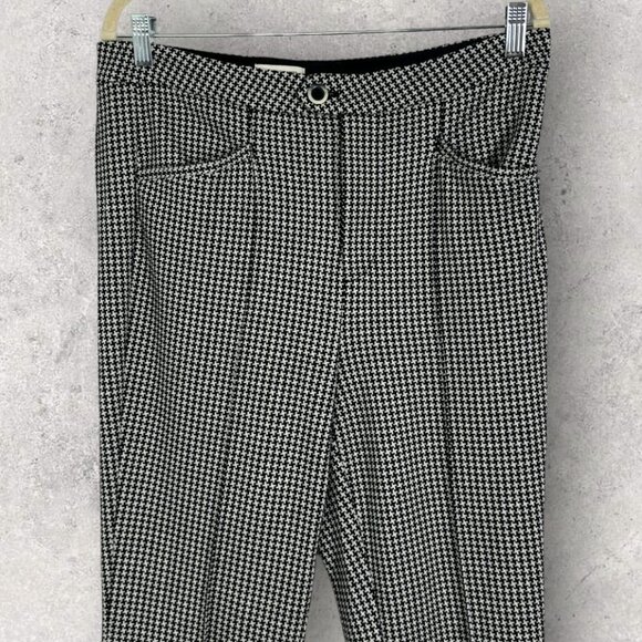 Anthropologie Houndstooth Flare Essential Trouser Size 12 Pants Tailored Minimal - Picture 8 of 13